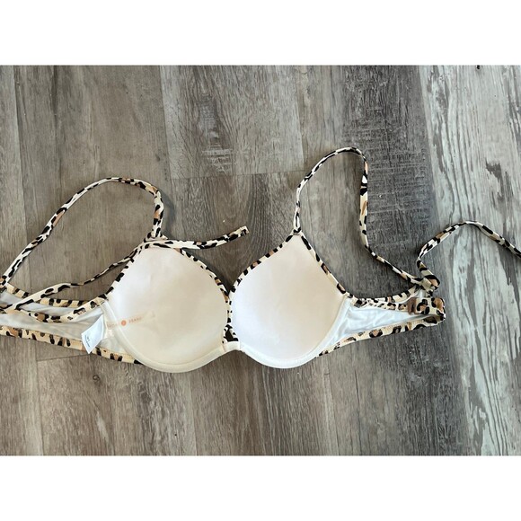 New Bikini Top Shade & Shore Cheetah leopard push u Triangle Swim top women 34C - Picture 3 of 4